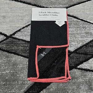 3-PACK MICROFIBER SCRUBBER CLOTHS BLACK & PINK